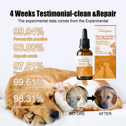 Pet Skin Care Essence Relieve Itching Repair Skin Wound Clean Moisturizing Anti Parasite Deodorant Dogs Cats Hair Nourish Liquid