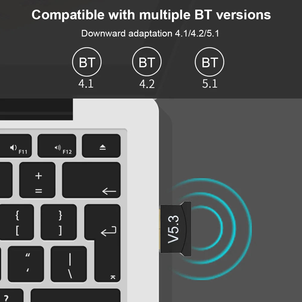 USB Bluetooth-Compatible 5.3 Adapter Support Windows 11/10/8.1 BT Audio Transmitter USB Dongle for Computer PC Laptop Earphone