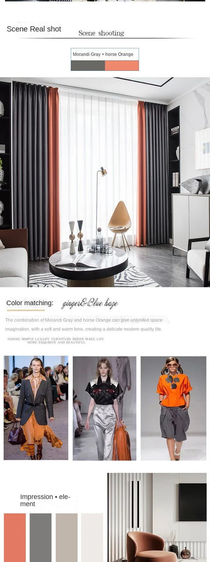 2025 New Spliced Two Color Bedroom Full Blackout Curtain Living Room Advanced Curtains Room Bay Window Light Luxury Drapes