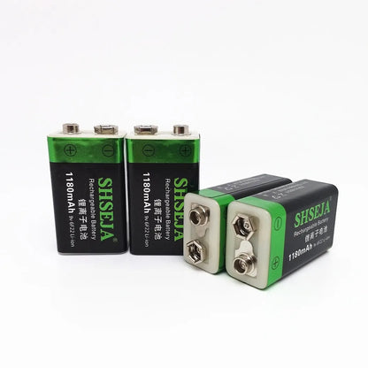 1180MAH 9v usb rechargeable battery lithium 6f22 9V li-ion batteries for multimeter Smoke alarm metal detector etc batteries