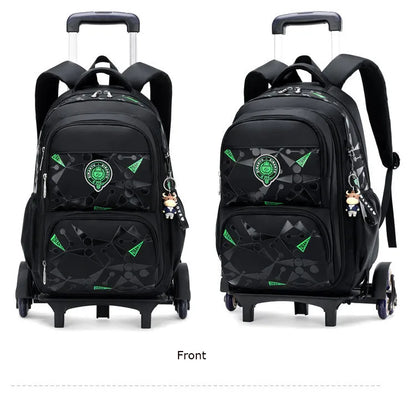 High-capacity on 2/6 Wheels Waterproof Luggage Rolling Bag Student Shoulder Backpack  Detachable Children Rolling School Bags