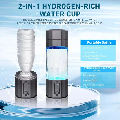 2026 New Upgrade 10000PPB Hydrogen Water Bottle Seven Colorful Light Hydrogen Water Generator with Pressure Relief Valve