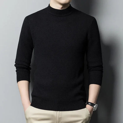 Slim Black Tops Men Autumn Winter Turtleneck Long Sleeve Slim Pullover Sweater Blouse Top Good Quality Spring Autumn Pullover