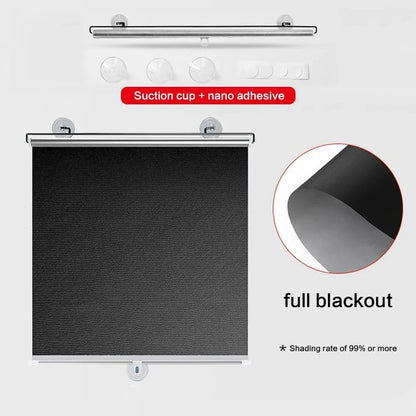 Cordless Retractable Roller Shades Black Home Office Windows Sunshade Thermal Blinds Without Drilling Blackout Curtain