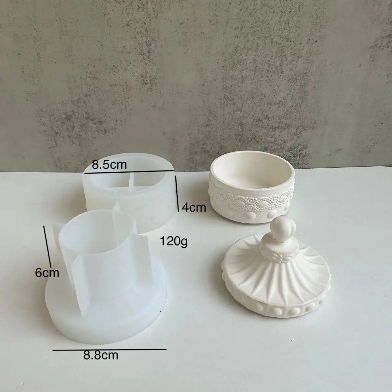 Gem Storage Box Silicone Mold DIY Concrete Round Bottle Making Mold, Used For Candle Cups, Jewelry Boxes, Vases, Fragrance Cups