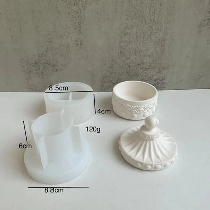 Gem Storage Box Silicone Mold DIY Concrete Round Bottle Making Mold, Used For Candle Cups, Jewelry Boxes, Vases, Fragrance Cups