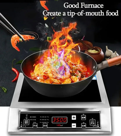 3500W Home High Power Induction Cooker Commercial Flat Desktop Button Stainless Steel Soup Stir-fry Flat Bottom Induction Cooker