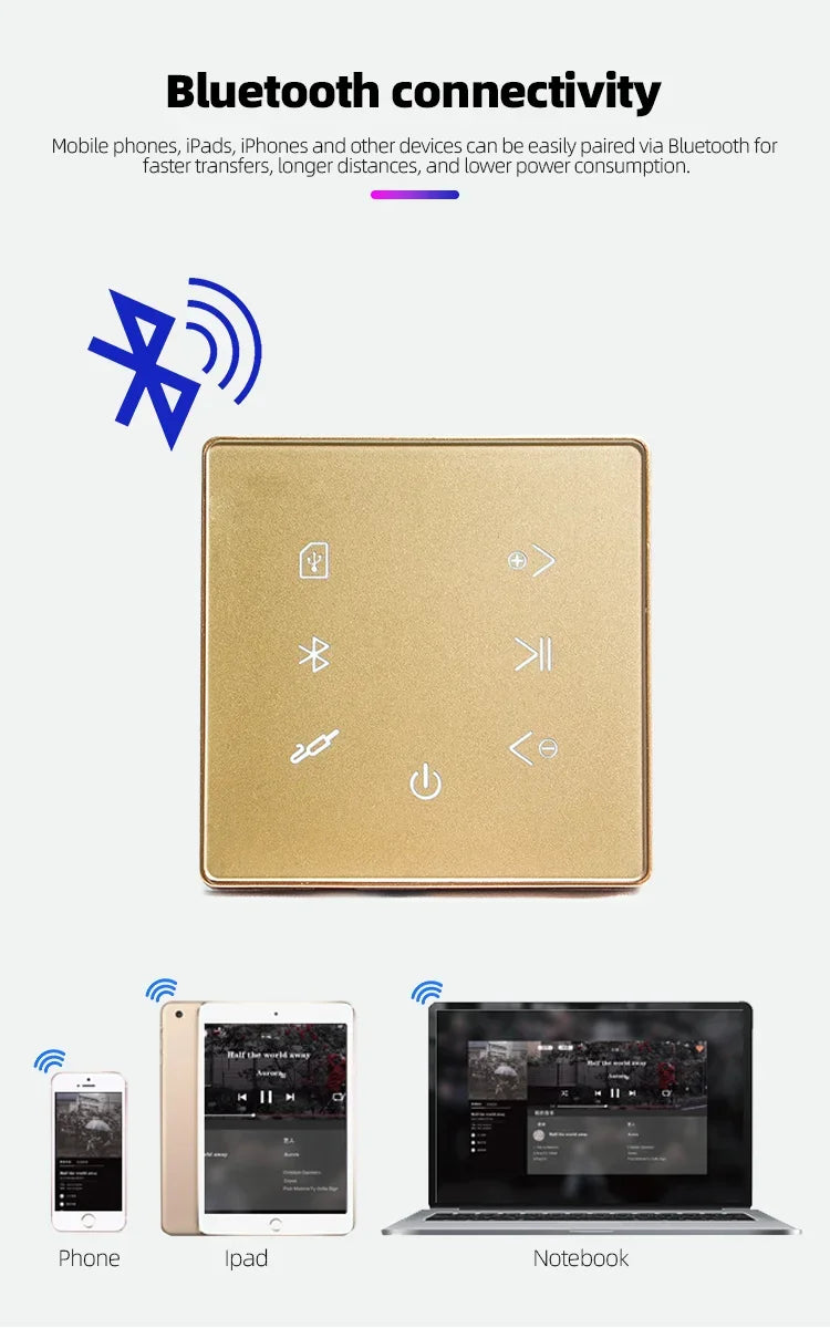 Bluetooth Wall Amplifier Home Theater Sound System Mini Audio Amplificador Smart Background Stereo Music Amp Hotel Restaurant
