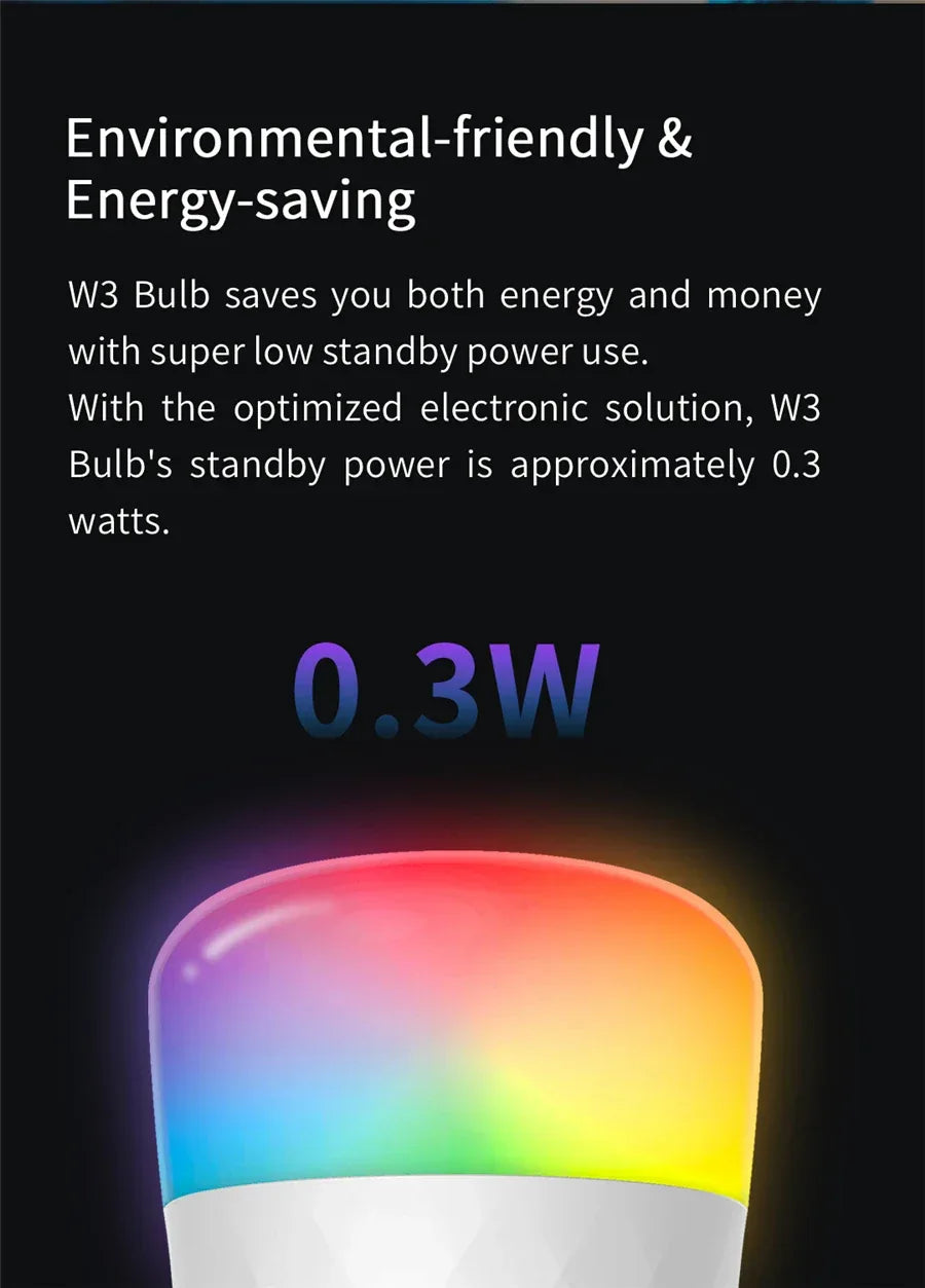 Global Version Yeelight Smart LED Bulb W3 E26 WiFi Connection Dimmable Voice Control Compatible with Mijia Google Home