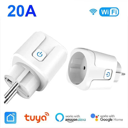 16/20A EU Smart Socket WiFi Smart Plug with Power Monitoring Timing Function Voice Control Works With Tuya APP Alexa Google Home