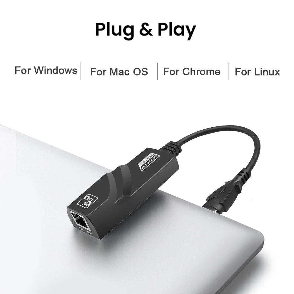 1000Mbps USB3.0 To Rj45 Network Adapter RTL8153 Lan Ethernet Adapter 100/1000Mbps Network Card For Macbook Laptop Win10/11