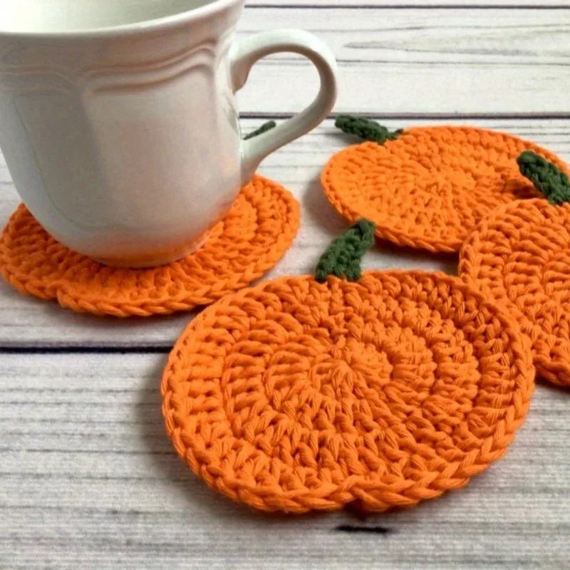 Dessous de verre citrouille au crochet pour Halloween, faits main en laine, résistants à la chaleur, pour la cuisine et la salle à manger. Décoration idéale pour offrir.