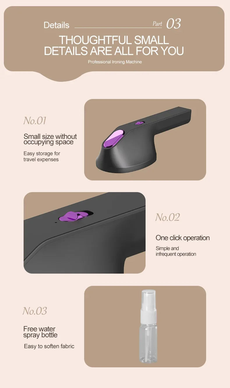 Multi functional handheld iron USB mini hanging iron fast heating travel with handle home clothing fabric ironing machine