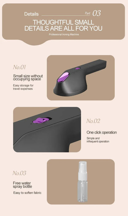 Multi functional handheld iron USB mini hanging iron fast heating travel with handle home clothing fabric ironing machine