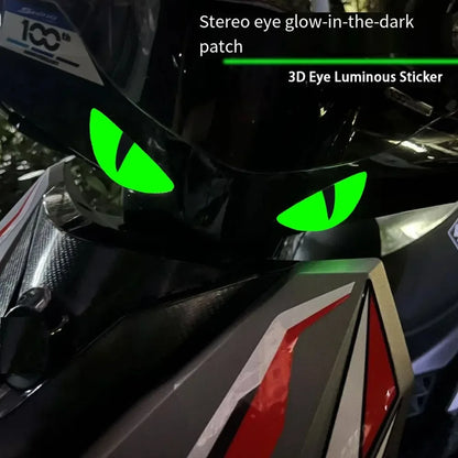 Luminous Eyes Car Stickers Green Glowing Devil's Eye Car Motorcycle Headlight Styling Sticker 3D Drip Glue Cat Eye Decoration