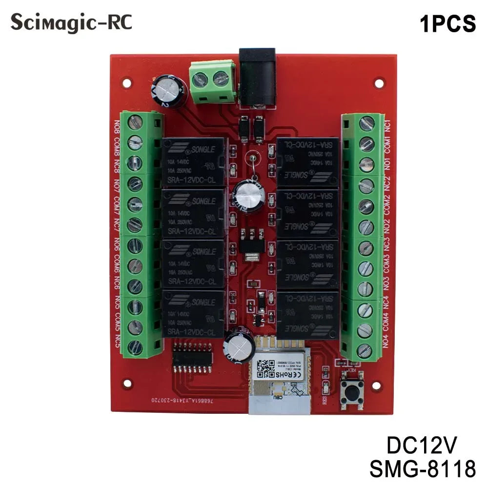 8CH Tuya Wifi Switch Module DC 12V 24V 8 Channels Wireless Relay Module APP Remote Control DIY Smart Home Automation
