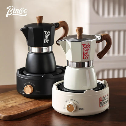 Bincoo Coffee Moka Pot Set with Electric Heating Plate for Home Use Small Espresso Extraction Machine Complete Brewing Kit