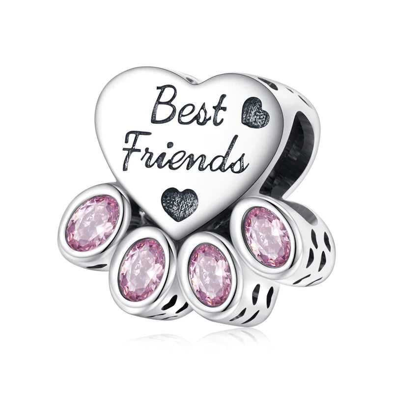 WOSTU Real 925 Sterling Silver Heart Pendents Gifts Charms Beads Fit Original DIY Bracelet Necklace Mother's Day Jewelry for Mom