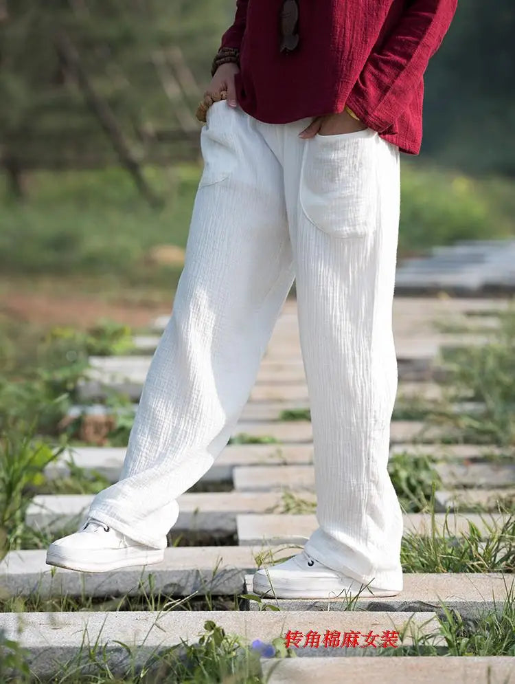 2024 Spring Women' Fashion comfortable cotton linen pants Plus size Women pleated Autumn pants with pockets 5XL 6XL pantalones
