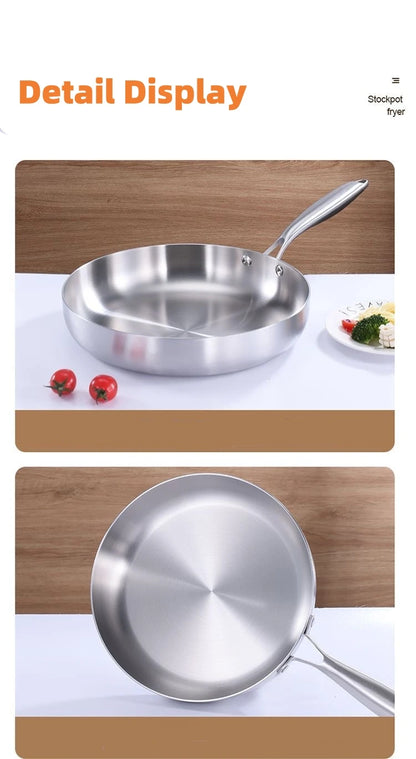 304 stainless steel frying pan, non stick pan, steak pan, suitable for gas stoves and induction cookers, uncoated kitchen utensi