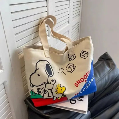 Snoopy Girl New Cute Cartoon Fashion Versatile Casual Travel Lightweight Large Capacity Storage Shoulder Portable Canvas Bag