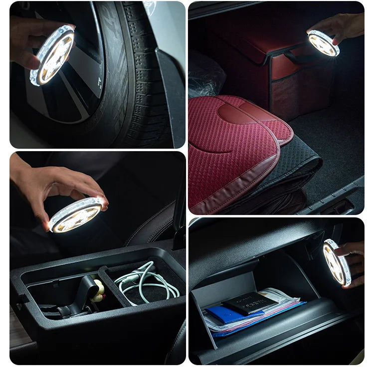 Car reading lights, LED interior sound controlled ambient lights, car trunk lighting, wireless wiring free decorative lights