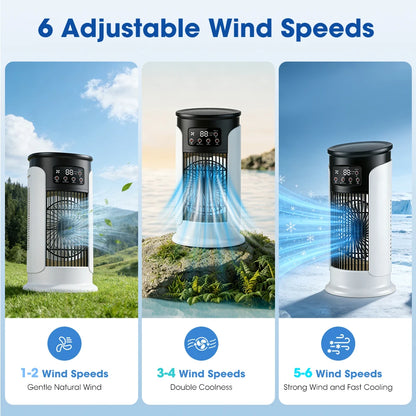 3 In 1 Household Fan Air Conditioner Portable 6-gear Air Cooler LED Night Light Humidifier Air Adjustment Fan Office Home Fan