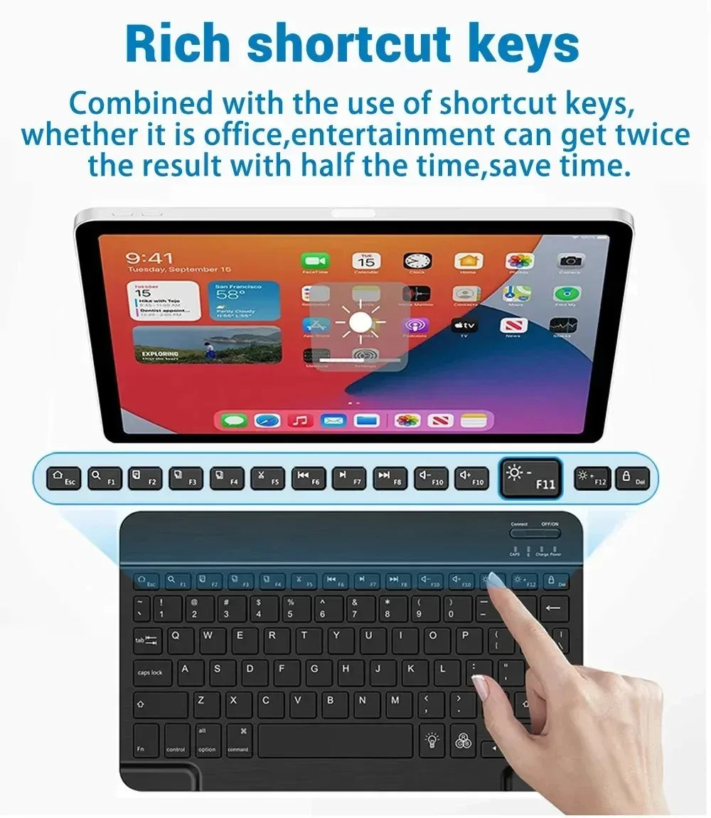 Mini Keyboard Wireless Bluetooth Keyboard 7 Color Backlit Rechargeable Keyboard Silent Keyboard For PC Android Windows iPad