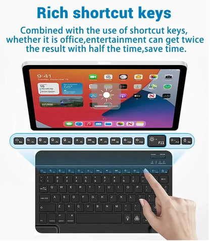 Mini Keyboard Wireless Bluetooth Keyboard 7 Color Backlit Rechargeable Keyboard Silent Keyboard For PC Android Windows iPad