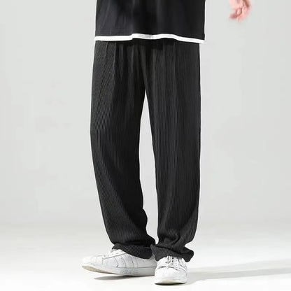 Summer Ice Silk Ultra-thin Ice Silk Pants Men's Loose Casual Pants Quick-drying Harajuku Fashion Pants Men's Thin Trousers