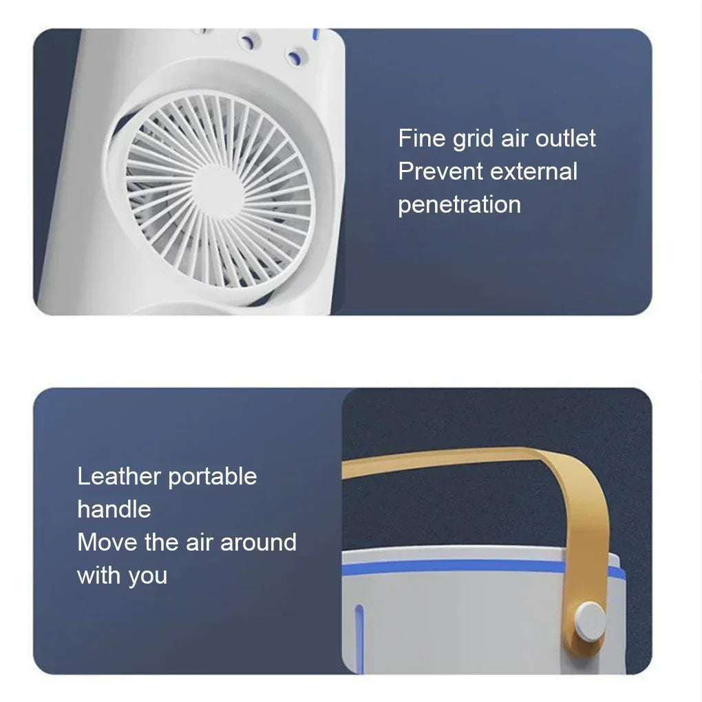 New USB Portable Dual Fan Air Cooler High-Power Desktop Fan with Cooling Mist Humidifier for Office Dormitory Home Use