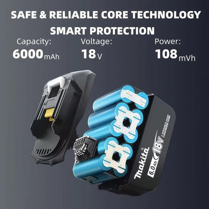 Genuine 6AH makita BL1860 6ah Battery Power Tools Li-ion Replacement LXT BL1850 BL1840 for 18V Screwdriver with BMS 18v battery