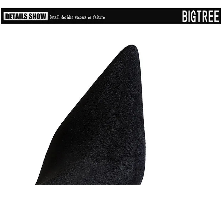 BIGTREE Shoes Suede Ankle Boots For Women Heels Winter Boots Pointed Stilettos High-heeled Boots Side Zipper Black Short Boots