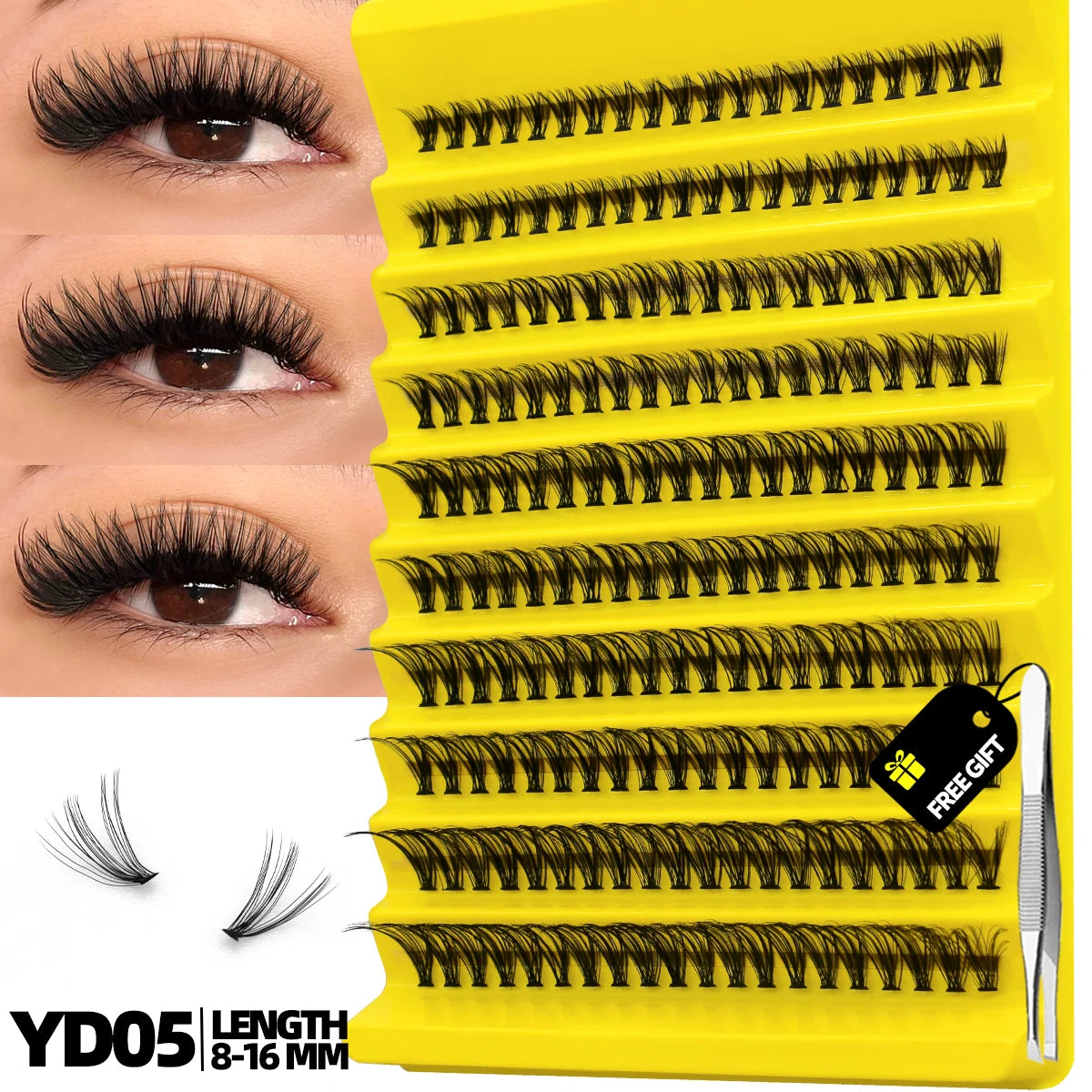 GROINNEYA Cluster Lashes Natural Eyelash extension Volume Individual Lashes Mixed Tray Faux Mink Lashes Cilias Makeup