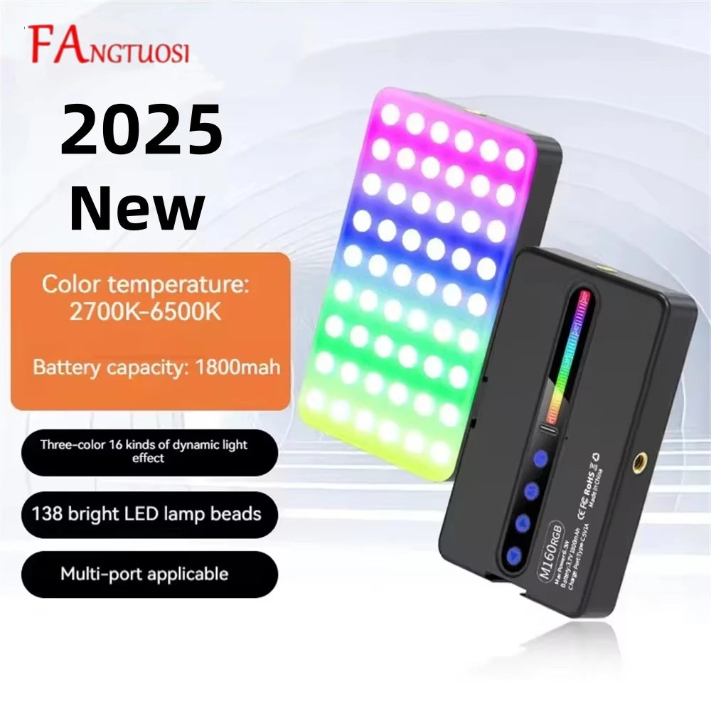 FANGTUOSI NEW RGB Video Light With Display Screen Mini Fill Camera Light Selfie Lighting Rechargeable Dimmable Hot shoe mouth