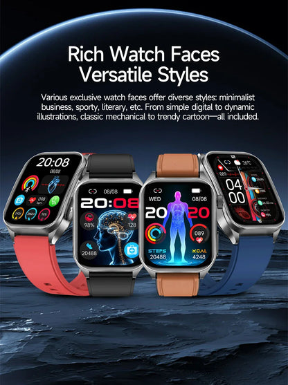 LIGE New Accurate ECG+PPG Smart Watch Laser Therapy Blood Lipid Uric Acid BP Heart Health Analysis BT Call Smartwatch Men Women
