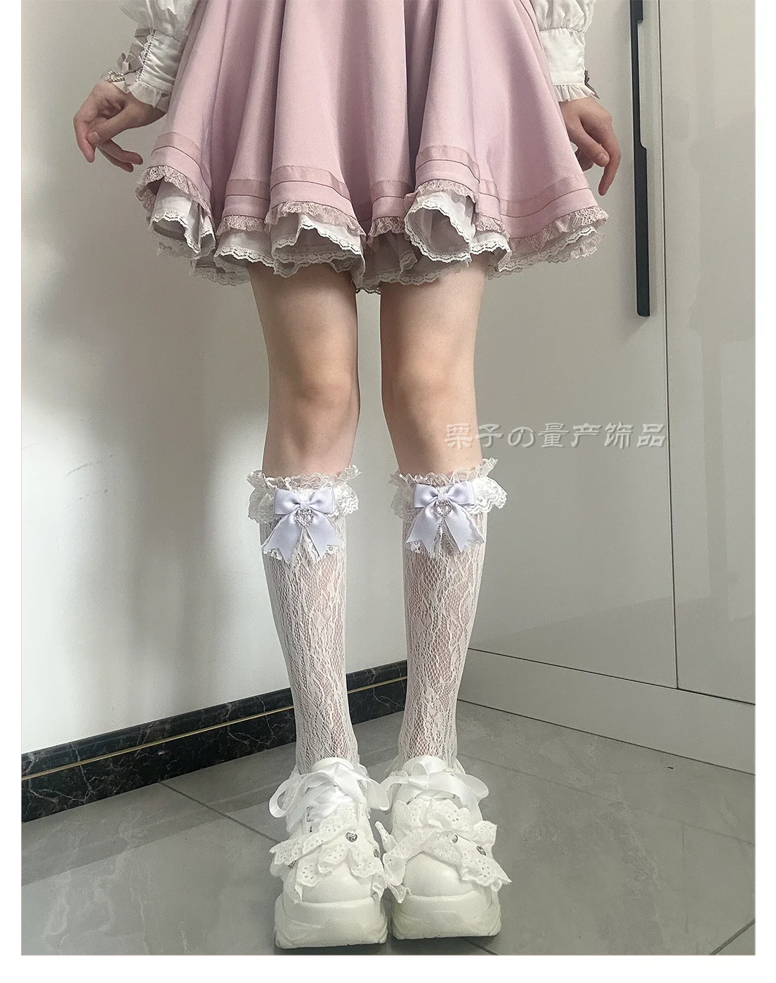 JK Lolita Lace Stockings Bow Knot Sweet Socks Female Long Stocking Teen Uniform Calf Socks Student Cute JK Socks