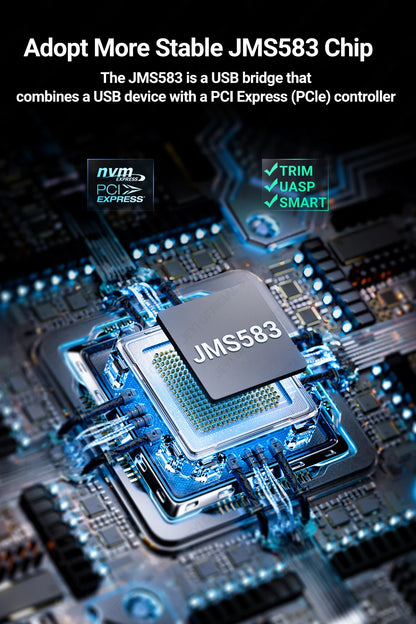 JEYI M.2 NVMe(USB 3.2 10Gbps)Direct-attach  Enclosure,USB-A Plug In-line Aluminum 2242 2280 SSD Case With Magnet Protective Case