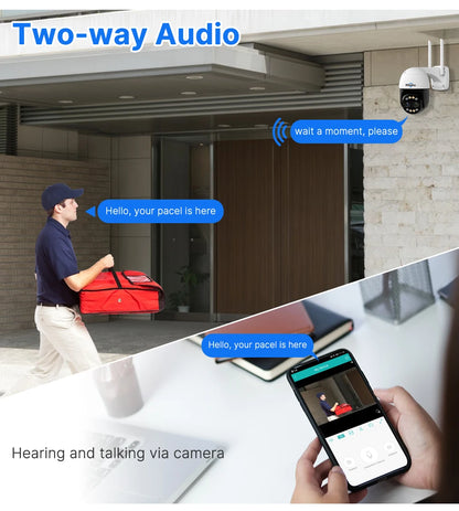 Hiseeu 4K 8MP Dual Lens PTZ Wifi IP Camera 8X Zoom Outdoor HD Full Color Night Vision Human Detection Video Surveillance Cameras