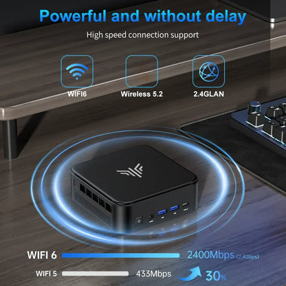 ACEMAGIC Mini PC with AMD Ryzen 5 7430U 16GB DDR4 512GB M.2 SSD Mini Gaming PC with USB Type-C Supports Triple 4K Display