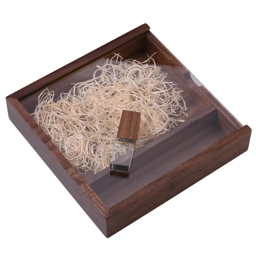 Walnut Album Box USB Flash Drives 128GB Photography Studio Memory Stick 64GB Free Custom Logo Pen Drive 32GB 16GB Wedding Gift