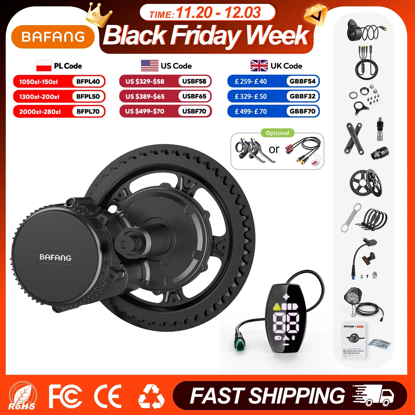 BAFANG Mid Drive Motor 1000W 750W 500W 250W 350W Electric Bike Conversion Kit BBSHD BBS02B BBS01B M615 M325 M215 Ebike Kits