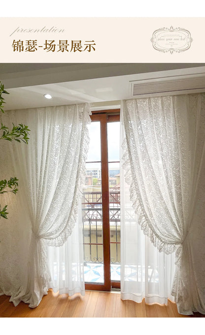 French Retro Style High-end Luxury Romantic Jacquard Chenille Lace Blackout Curtain Bedroom Door Screen Shutter Home Decor