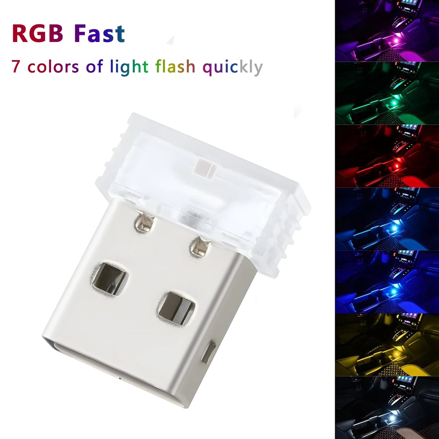 Mini USB Car Light Universal Portable USB Atmosphere Light DC 5V USB LED Car Interior Lighting kit for Laptop Night Home Office