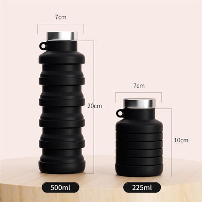 Collapsible Water Bottles Silicone Travel Foldable Portable Water Bottle Silicone Reusable Leakproof for Camping Hiking Cycling