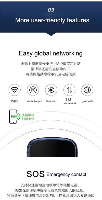 iFLYTEK 3.0 Smart AI Electronic Voice Language Offline Translator Easytrans 900 Instant Translate Pocket Portable for Travel