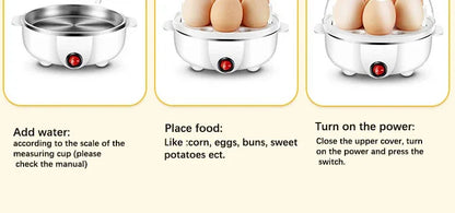 Egg Cooker Multifunctional Electric Egg Boiler Double Layers Egg Cooker Mini Steamer Poacher Kitchen Cooking Breakfast Machine