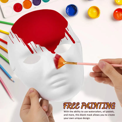 4pcs Full Face Masks Blank White For Halloween Cosplay Party Craft Shrink Pores Moisturizing Facial Mask Make Skin Glowy
