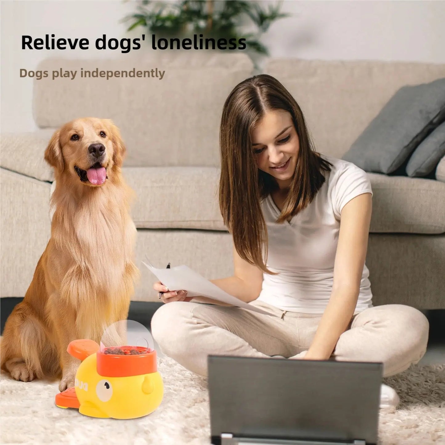 Pet slow food bowl, duck dog snack dispenser, slow anti-swallowing dog food feeder interactive feeder for small and medium pets