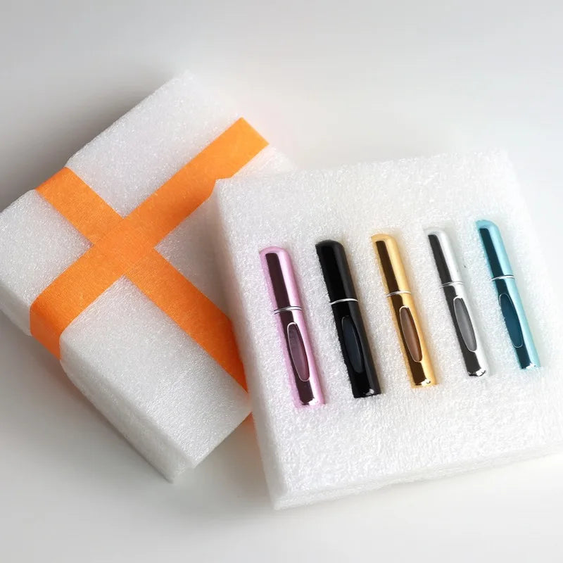 New Hot 5pcs Sets Portable 5ml Perfume Refill Bottle Refillable Spray Scent Pump Empty Atomizer Cosmetic Containers Travel Gift